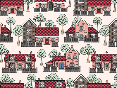 Home Sweet Home 2d digital doodle graphic pattern home house illustration illustrator pattern procreate simple