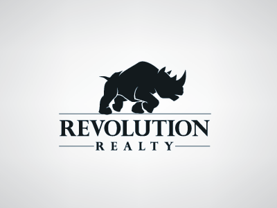 Revolution Realty animal logo real estate revolution rhino
