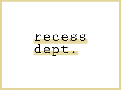 Recess Dept. Concept brand branding clean icon logo minimal simple type wordmark