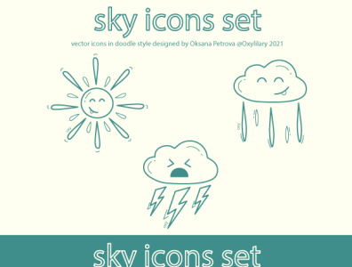 sky icons doodle style