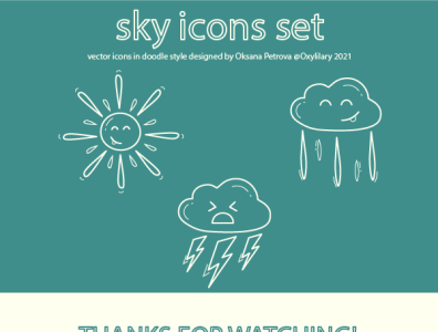 Sky icons in doodle style