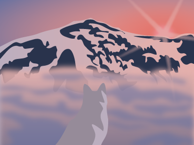 Sunset art digital illustration digital painting digitalart dog drawing illustration mountain nature art nature illustration vector