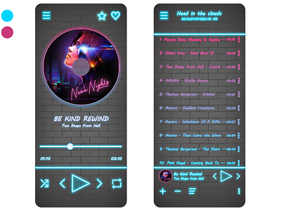 Music app UI art branding design neon neon colors neon light neon lights neon sign ui vector web webdesign