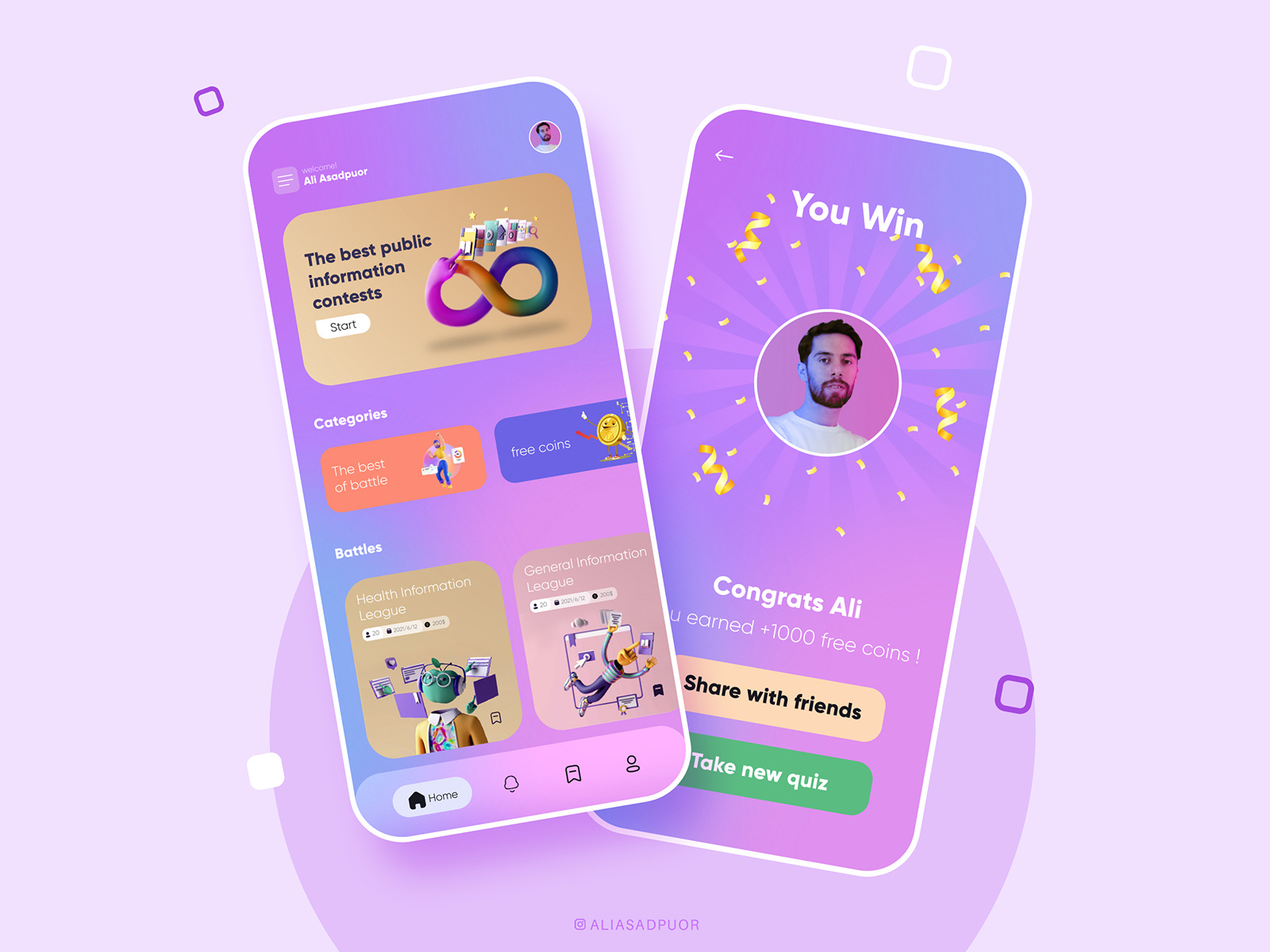 concept design of quiz battle app by Ali Asadpuor on Dribbble