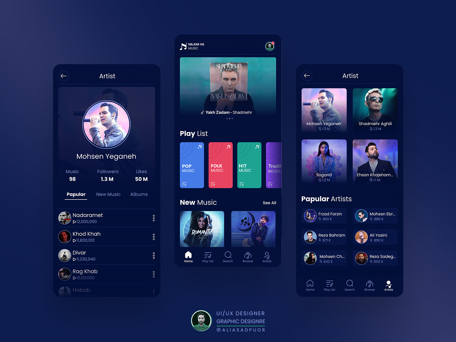 Music app by Ali Asadpuor on Dribbble