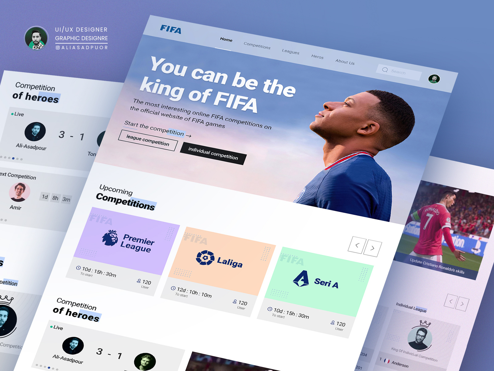 UI Design of FIFA2022 online competition website by Ali Asadpuor on