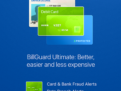 BillGuard Ultimate marketing screen 💸 artwork billguard credit card driver license identity protection illustration marketing purchase
