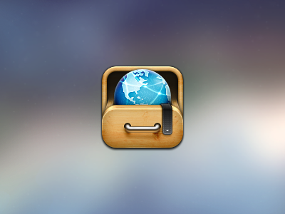 Secret app icon app drawer globe icon ios iphone ribbon web wood