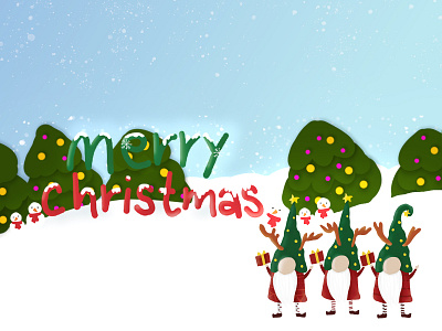 Merry Christmas with gnome design graphic design illustration vector