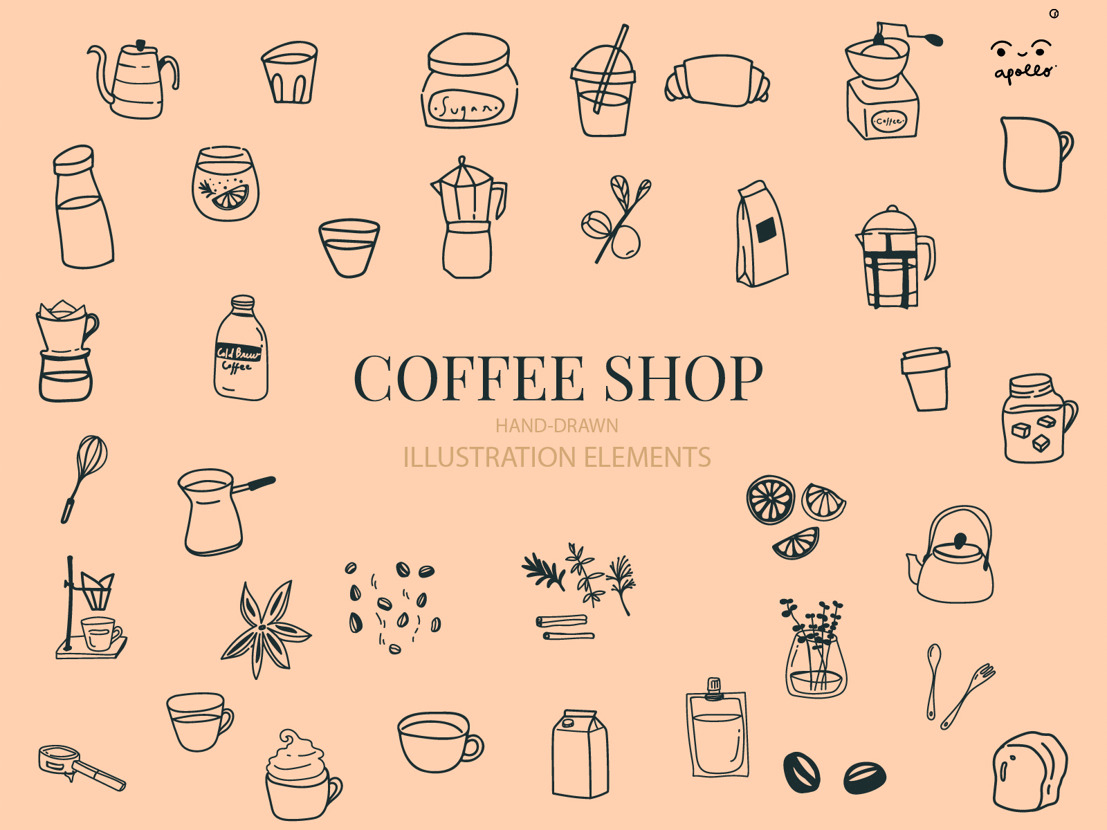 Coffee Shop Element app branding design graphic design illustration logo typography vector