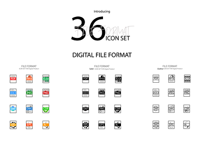 Icon set : Digital File Format design graphic design illustration vector