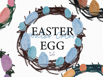 Easter Egg Nest Water Color Illustration