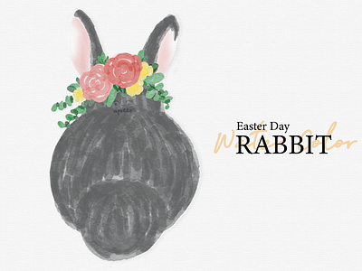 The Rabbit Backside Water Color design easter day flower graphic design illustration rabbit water color