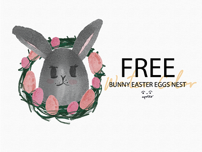 Free BUNNY with Easter Eggs Water Color bunny design easter day easter egg free design graphic design illustration nest water color