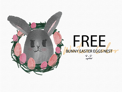 Free BUNNY with Easter Eggs Water Color