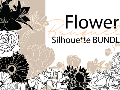 Bouquet Flower Silhouette Bundle branding flat graphic design illustration logo outline silhouette vector