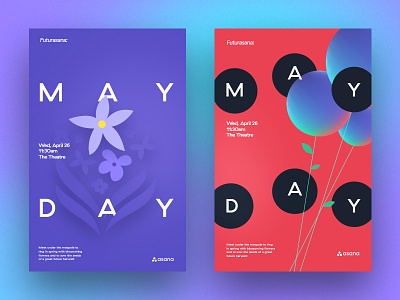 Hackathon Posters asana flowers illustration layout posters typography