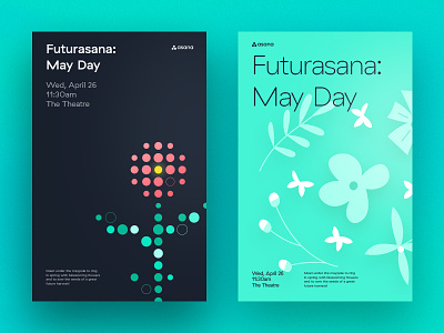 Asana Hackathon Posters asana flowers illustration layout posters typography