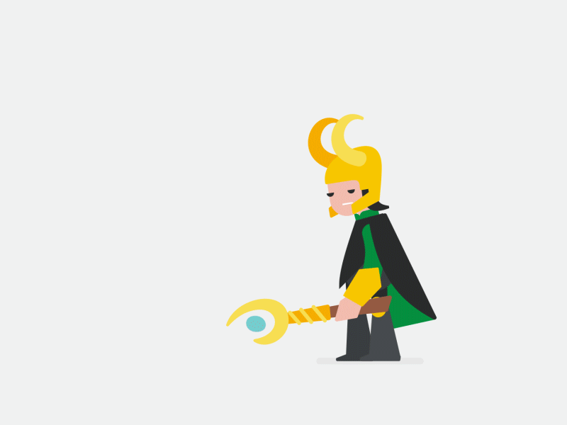 Loki animation 2d animation character flat loki magic shape layers super hero tor