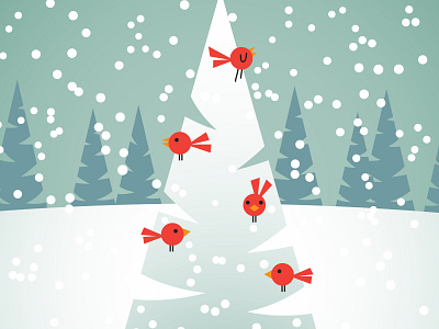 Winter forest. christmas card flat geometric illustration vector