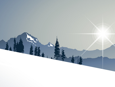 Mountain view. flat illustration mountains ski