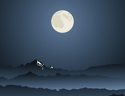 Moon. illustration moon mountains vector