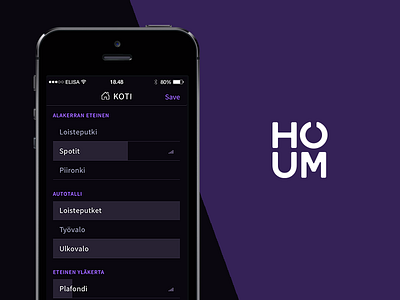 Identity and UI work for Houm home automation interface iphone ui