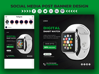 Social Media Post Banner Design | Watch | Product | Fashion| ads banner design ads design banner facebook ads facebook banner facebook cover facebook post. google ad banner instagram banner product banner product web banner social media post banner watch bnner web banner website banner