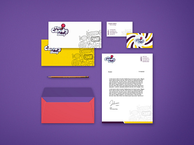 The Candy Shop Stationery Design branding business card creative design design envelop graphic design letterhead logo design minimal stationery design