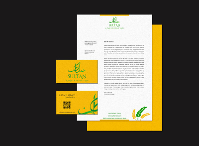 Sultan Rice Mills Stationery Design branding business card creative design design graphic design letterhead logo logo design minimal stationery design visiting card
