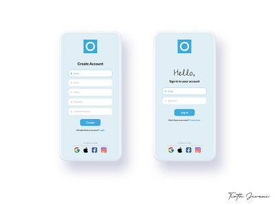 Signup/Login Screen 100daysofdesign aesthetic app blue color dailyui design dribble inspiration login love mobile register screen signup social ui