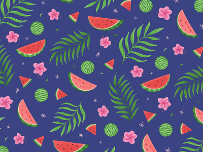 Watermelon Pattern colors design illustration palms pattern tropical watermelon