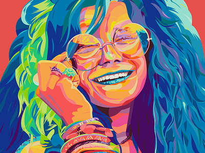 Janis Joplin Poster 60s colors graphic design illustration janis music psychedelic vector