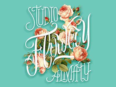 Flowery branding calligraphy illustration lettering