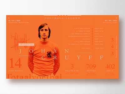 Football Legends _ Johan Cryuyff football holland infographic johan cruyff layout legend orange soccer type ui