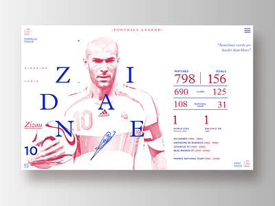 Football Legends _ Zidane data football infographic soccer ui ux web zidane