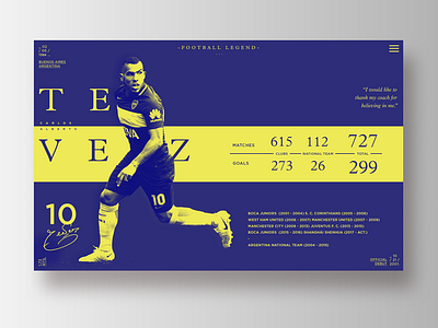 Football Legends _ Carlitos Tevez boca china football infographic layout soccer tevez ui ux visual data