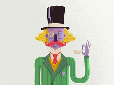 The Gentleman character coffee english gentleman hipster illustration moustache suit vintage