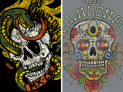 Los Chingones apparel custom design fashion food illustration restaurant skulls t shirts