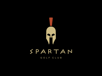 Spartan black background gold color golf helmet negative space