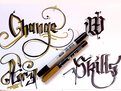 Calligraphy again black calligraphy change gold lettering silver skills try typography