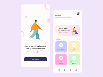 Coworking Space - Mobile App app coworkingspace mobileapp mobiledesign ui workspace