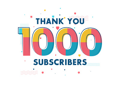Thank you 1000 Subscribers celebration. 1000 1k celebrate celebrations colorful decoration decorative design greeting card media network social social media thank you vector