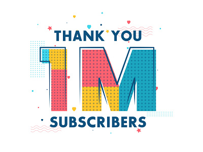 Thank you 1 million Subscribers celebration. 1000000 1m celebrate celebrations colorful decoration decorative design greeting card media network social social media thank you vector