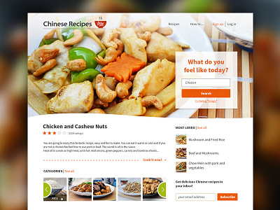 Chinese Recipes for All - Home categories chinese clean cooking food photo rating recipe search slider ui ux