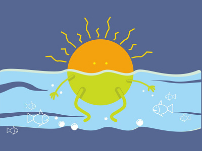 swiming sunshine branding cartoon illustration design illustration summer sun vector
