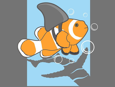 clownfish like a shark cartoon illustration clown design fish illustration lineart29nabaabe shark vector