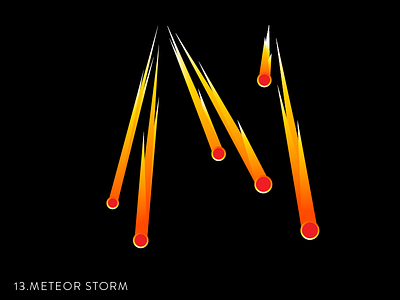 13.Meteor Storm 36days m 36daysoftype astronomy day13 graphic meteor storm text type