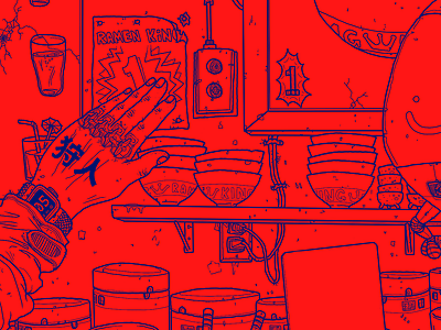 Artificial Ramen Bar cyber punk drawing food illustration ramen sci if