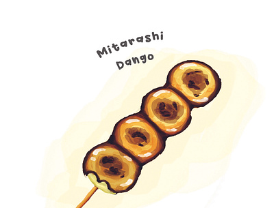 Mitarashi Dango dango design food icon illustration japanese mitarashi mitarashi dango mochi snack summer traditional watercolor